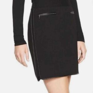White House Black Market Ponte Faux Leather Trim Mini Skirt size 4